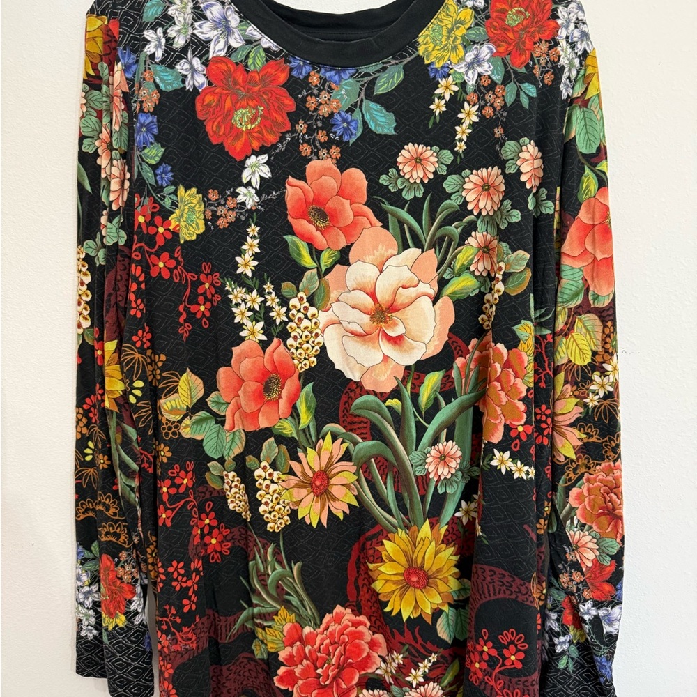 Johnny Was Multicolor Floral Long Sleeve Top